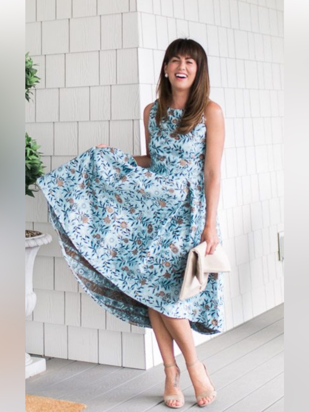 ✨ NWT Chicwish Blue Floral Jacquard High-Low Midi Dress ✨
